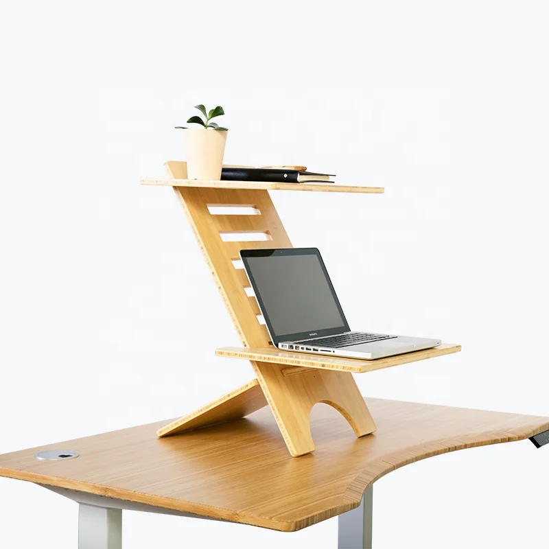 Регулируемый по высоте стол офис сидячий и стоячий бамбуковый ноутбук