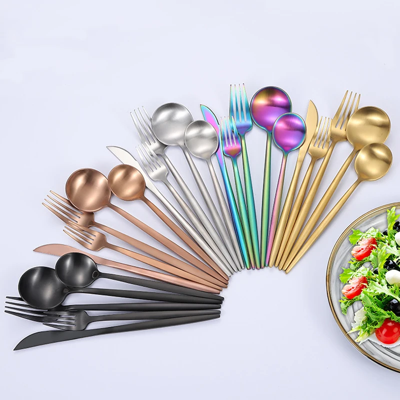 Portuguese Luxury Flatware Sets Silver And Gold Matte Polishing