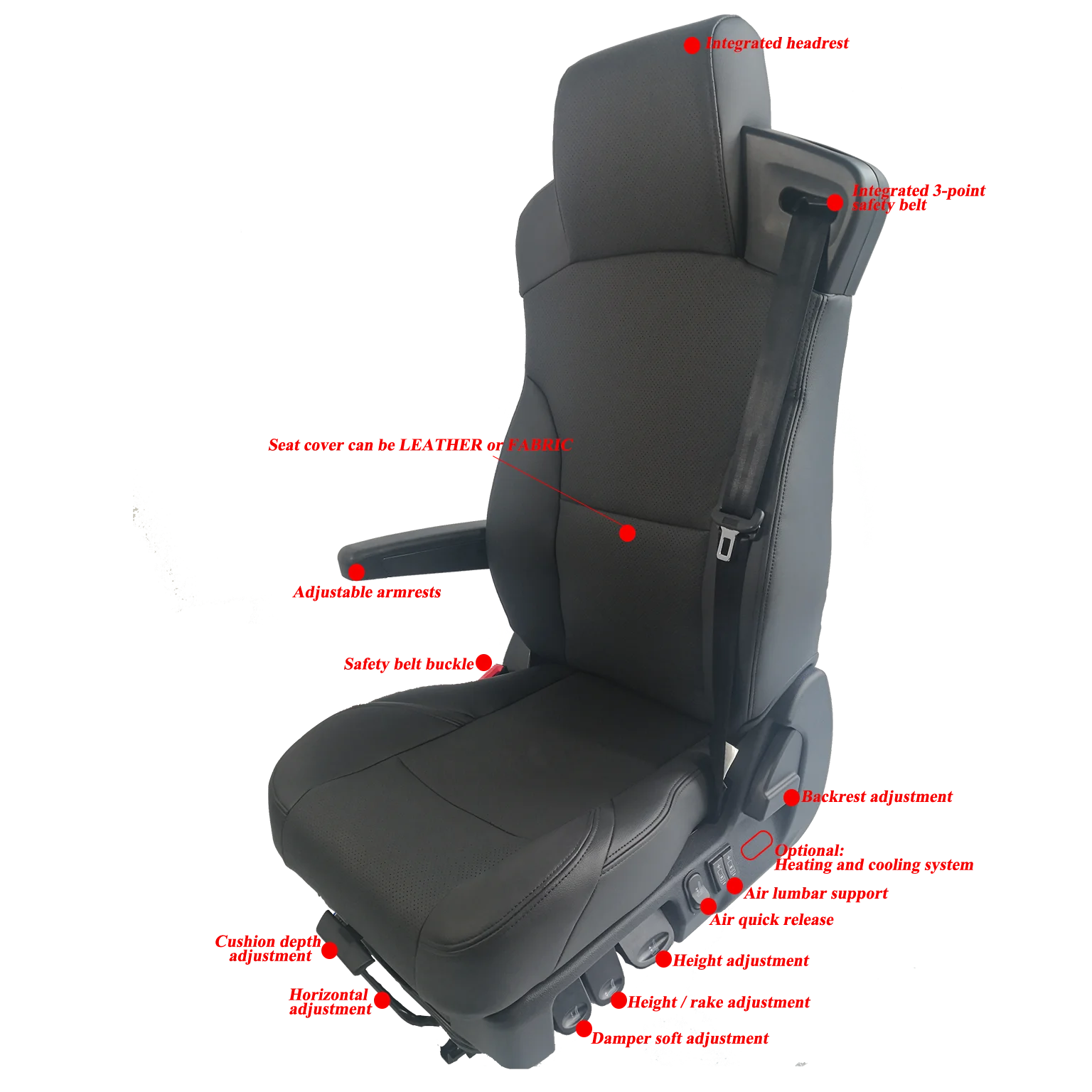 Itopwell Latest Designed Luxury Truck Driver Seats Air Suspension Seats