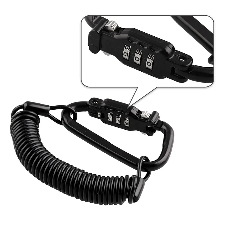 Sleek Black Tough Combination PIN Locking Carabiner Motorbike Bicycle  Scooter Motorcycle Helmet Lock
