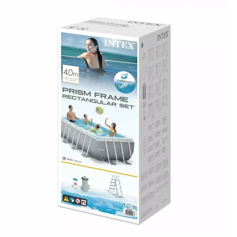 Factory Price Rectangular Metal Frame Intex Swimming Pool Outdoor 4m X 2m X 1m Fiberglass Aluminum Above Ground Swimming Pool