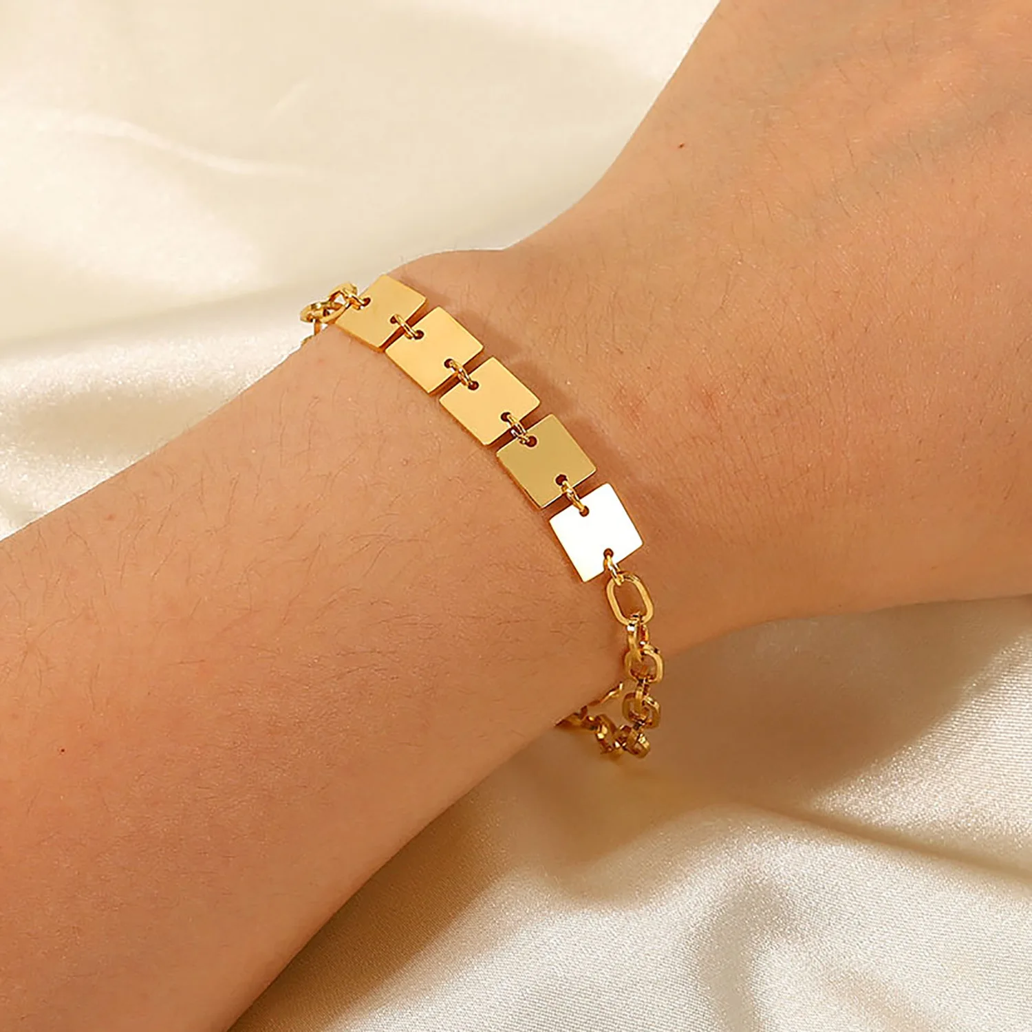 New Handmade Stainless Steel Charm Bracelet 18k Gold Plated Waterproof