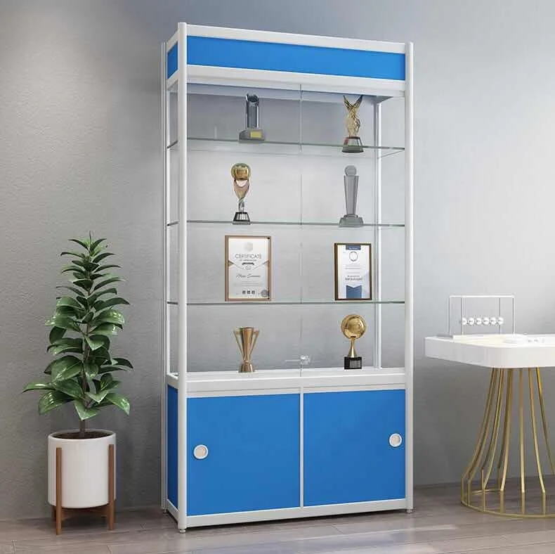 Glass showcase With Bottom Cabinet for Smoke Store