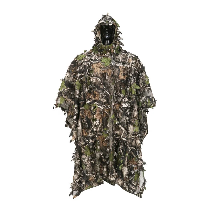 Outdoor Camouflage Ghillie Pak Poncho 3D Bladeren Jacht Cape