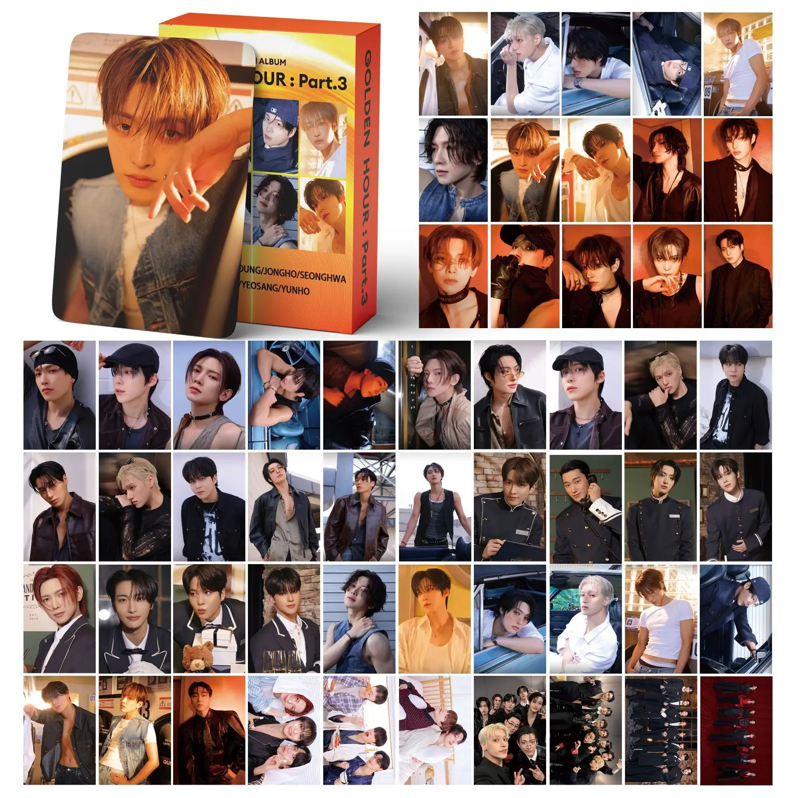 55Pcs/Set Kpop ATEEZ GOLDEN HOUR : Part.3 Album Lomo Cards Yunho