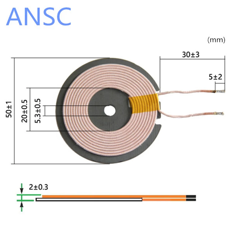 High quality customized mobile wireless charger coil flat copper wire coil