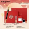 1 pen for 3 uses - black gold clip - red gift box