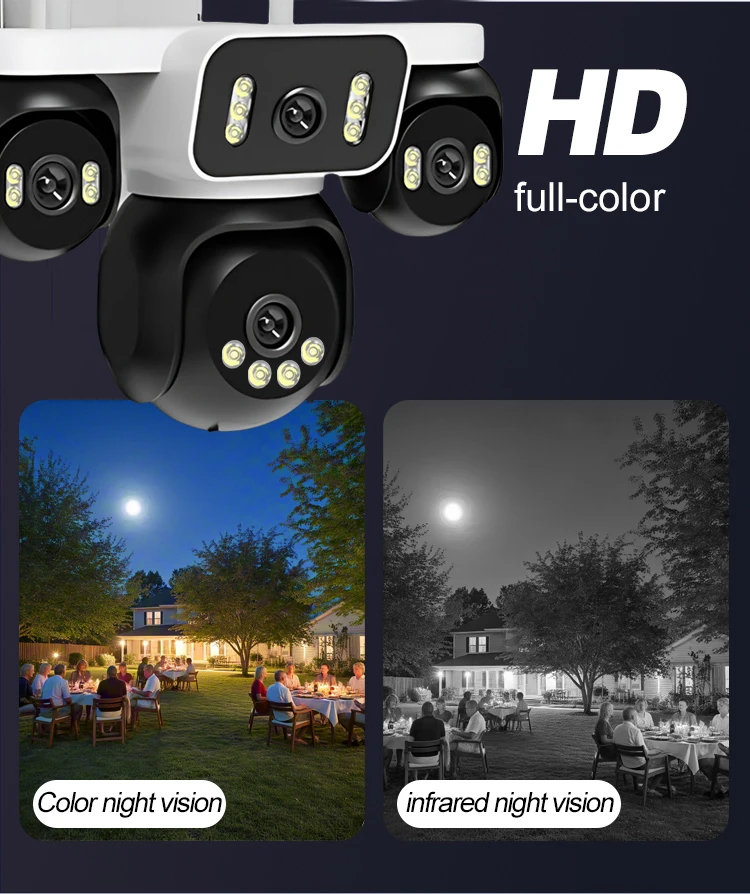 FOSVISION HiEasy 8MP AOV 4G Solar Camera Security System 4-lens Camera Outdoor Wireless CCTV PTZ IP Color Night Vision