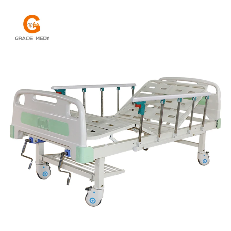2 Crank Manual Hospital Bed For Patient Cheap Price Medical Bed For
