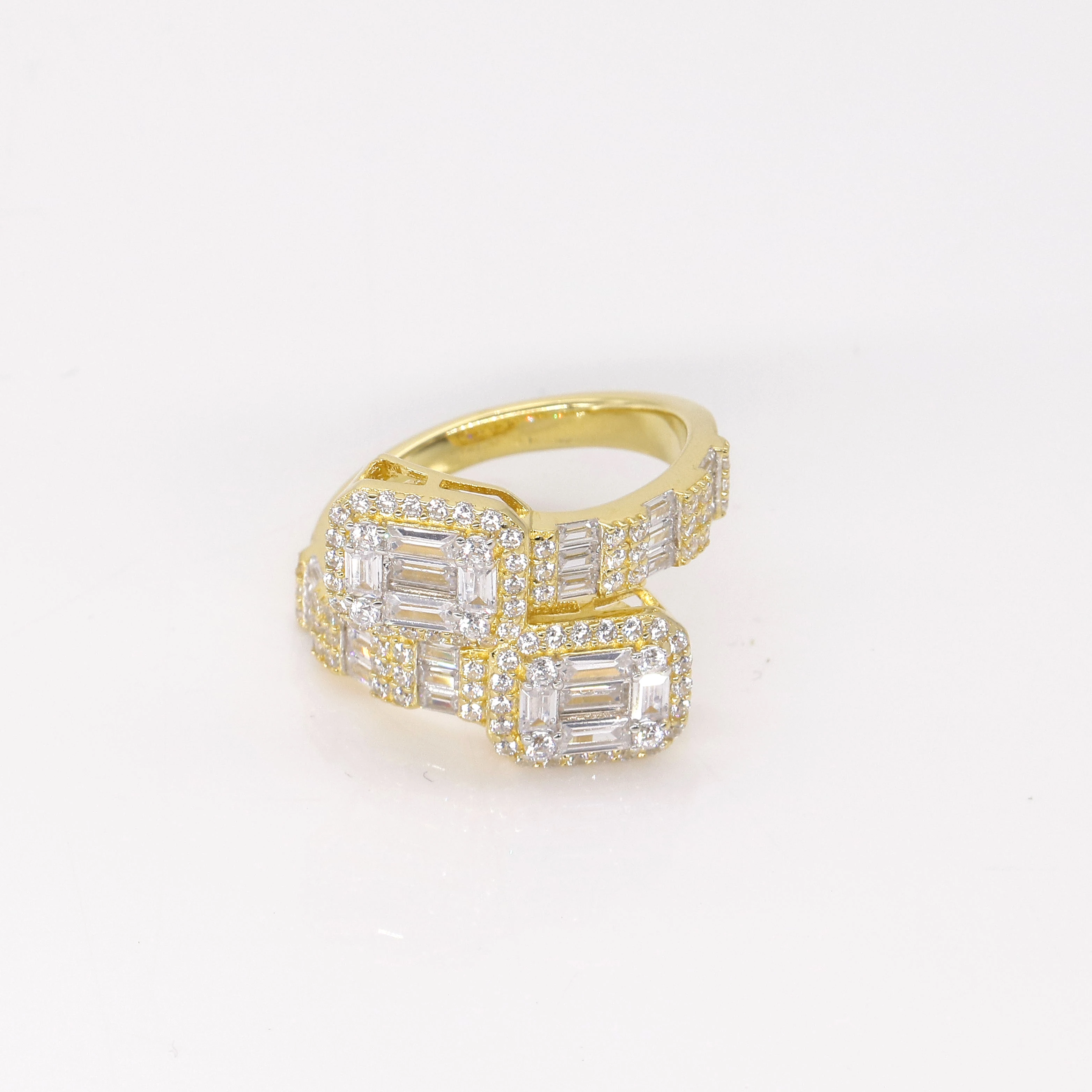 Bague Homme Moissanite 3D Glacée En Argent 925 — Style Hip Hop, Baguette éclatante, Pour Toutes Les Occasions