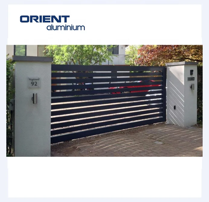 Powder Coating 6ft Tall Main Gate Designs Garden Privacy Aluminum Slat Fence Panels Electric Sliding Gate for House