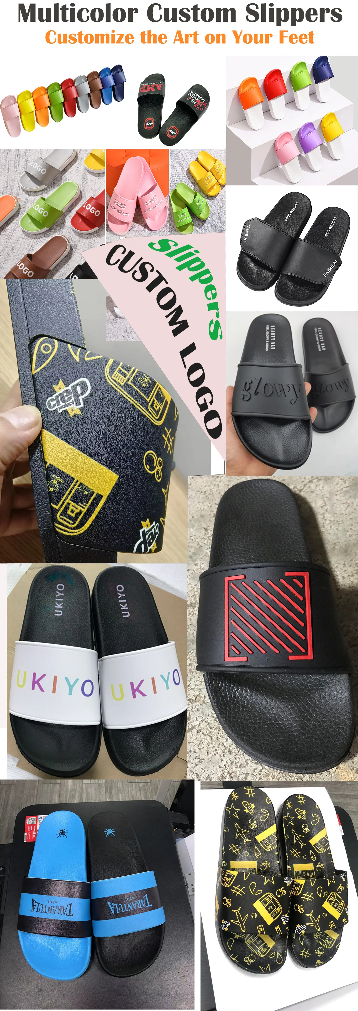 high quality custom slippers with logo Alibaba