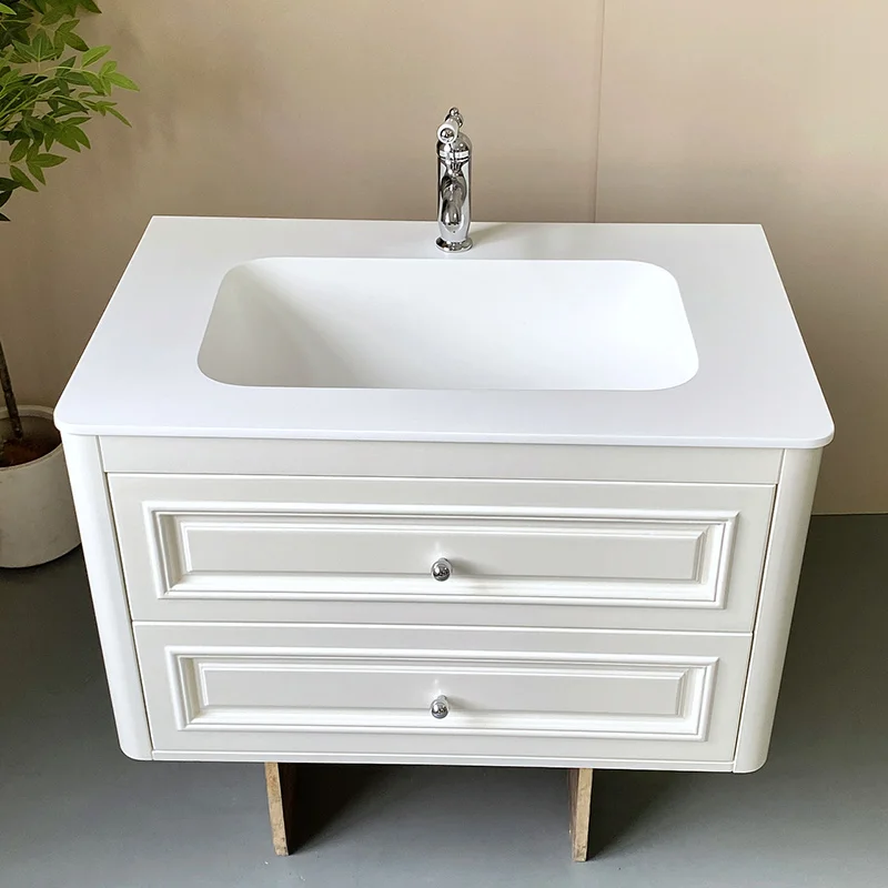 product custom light french cream wind oak bathroom cabinet combination bathroom ceramic washbasin vanity-7