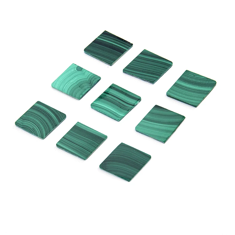 square shape natural flat back sliced green loose malachite