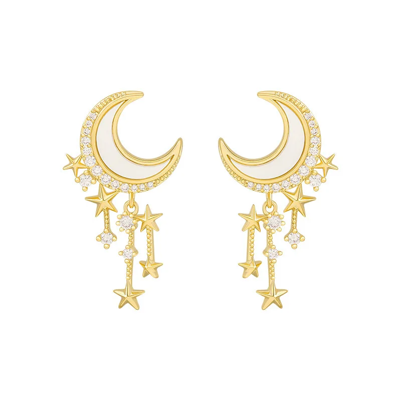 925 Silver Korean Trendy Star Tassel Earrings for Women