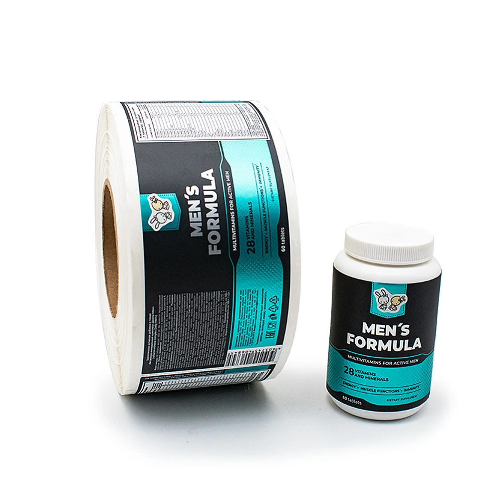 Роскошный печатный медицинский продукт небольшой персонализированный логотип рулон водонепроницаемый белый наклейка для бутылки 2