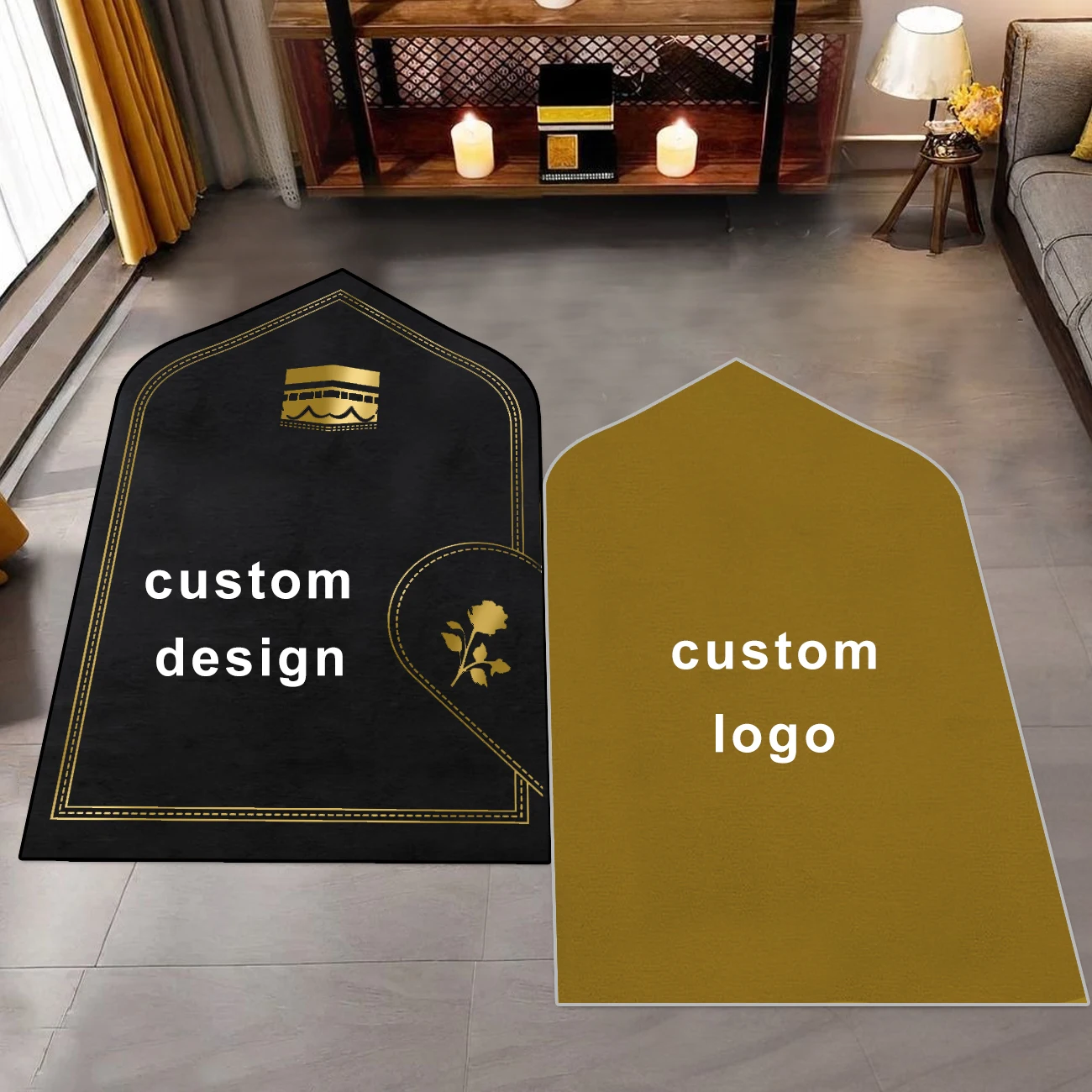 Couple Ramadan Printing Prayer Rug Custom Personalized Matching Prayer Mats with logo Name