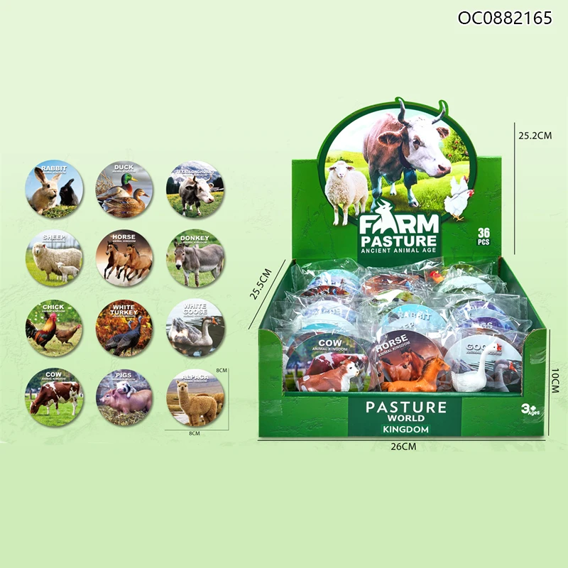 36pc Goose Rabbit Chicken Sheep Mini Model Plastic Cartoon Farm Animal Set Toys