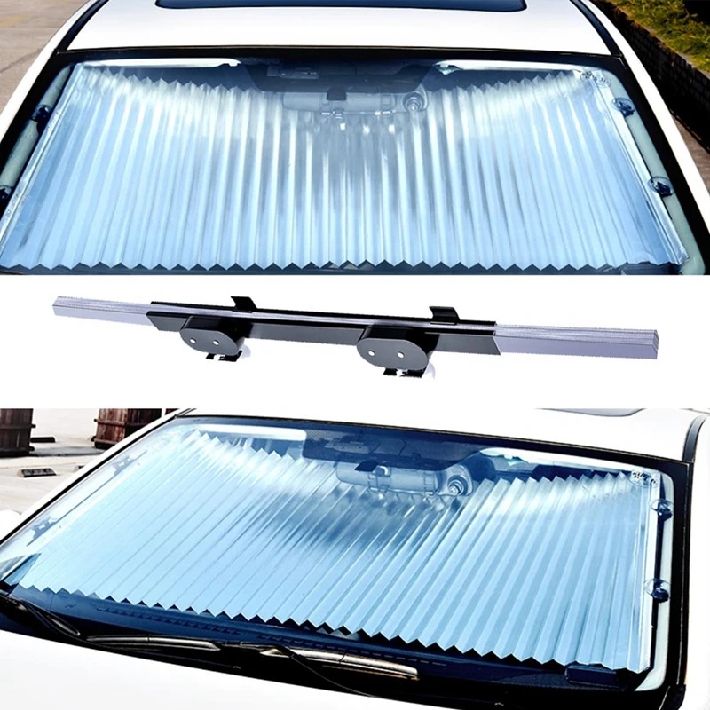 Retractable Front Windshield Sunshade Uv Protection Blackout Car Window Curtain