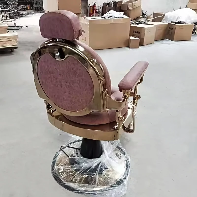 Rose Gold Brown Hair Cutting Chair With Good Price Beauty Salon Furniture  Vintage Barber Chair for Barber Shop