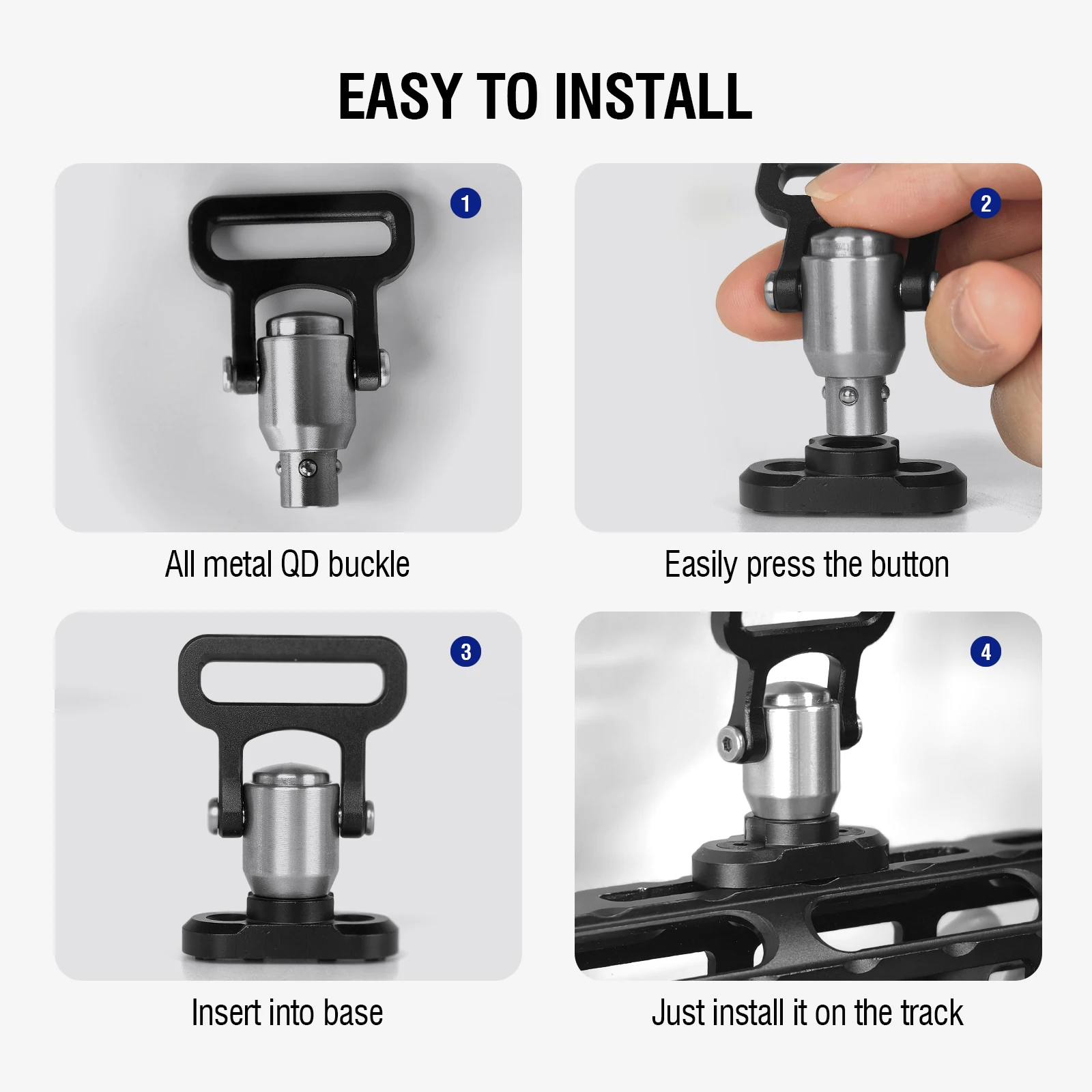 Stainless Steel Quick Release Adjustable Strap Buckle Push Button QD Sling Swivel Mount