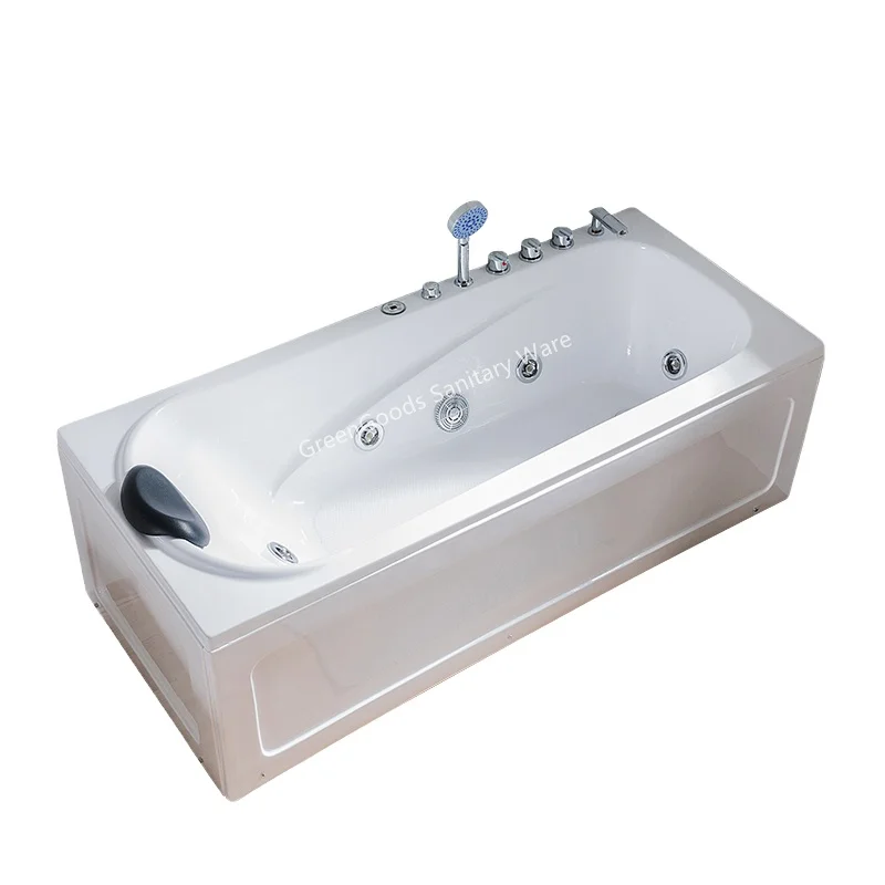Japan Home Sex Hot Spa 120x70 Acrylic Rectangle Bathtub with Combo Massage Freestanding Modern Design for Hotel Villa Indoor Use