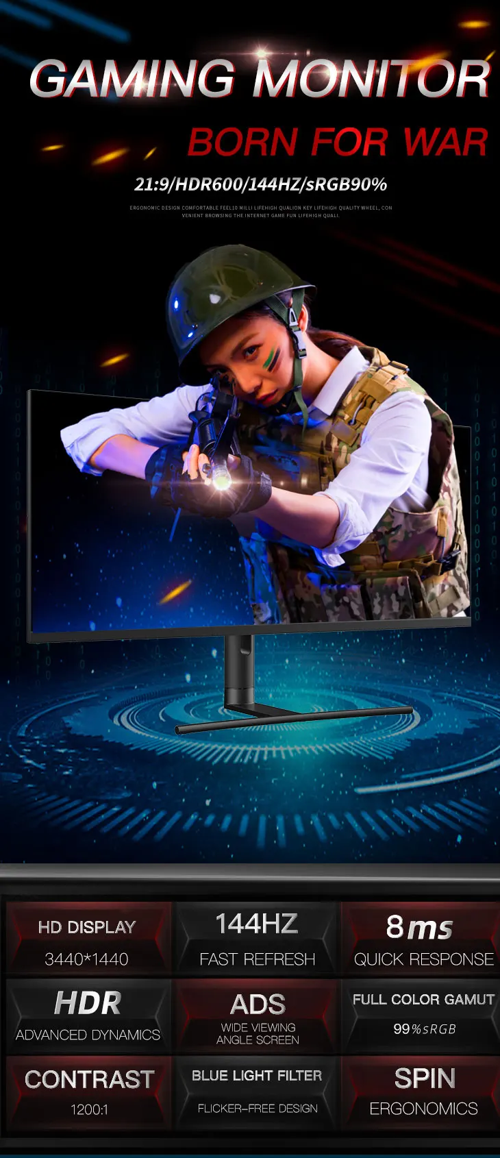 40 Inch 21:9 4K PC Gaming Monitor - 165HZ Frameless LED LCD