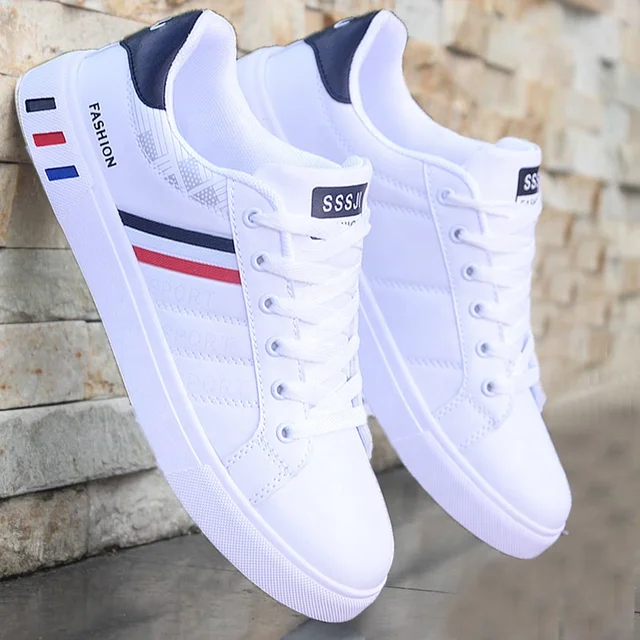 Factory Price Men's Shoes 2022 Latest New Sports Casual Fashion Trend Shoes For Men Breathable Leather White Flat Sneakers - Image 2