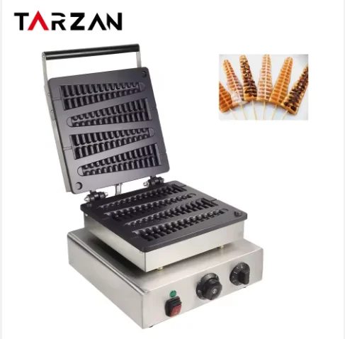 Electric Non- stick Pine Pancake Waffle maker commercial waffle stick maker machine/ Outdoor  Street Snack Machine