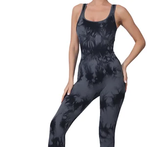 European American Nude Feeling Brand New Yoga Tie-Dye One Piece Gym Clothing  Fitness Jumpsuit for Women