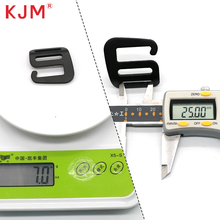 KJM Backpack Webbing Accessories Webbing Buckle 20mm 25mm Aluminum Metal G Hook Buckle