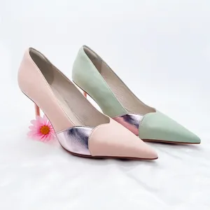 High-end 100% Genuine Leather Fashion Trend Comfortable  Women Heel Shoes