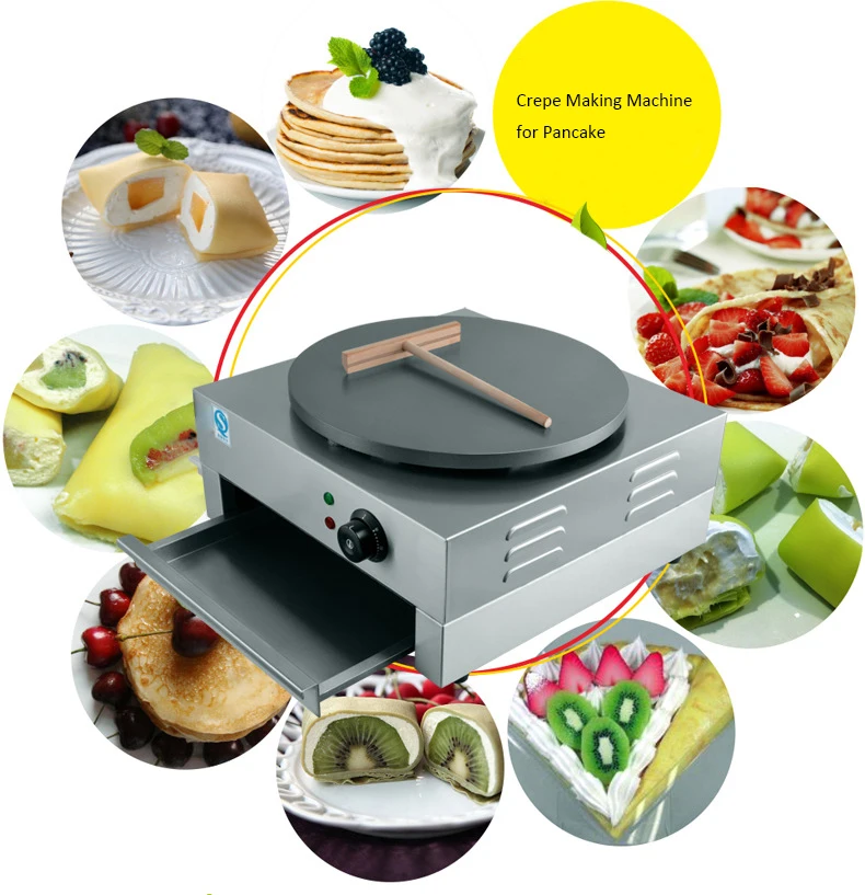 Commercial Restaurant Stainless Steel Crepe maker Single Plate Pancake Machine Electric Crepe Makers