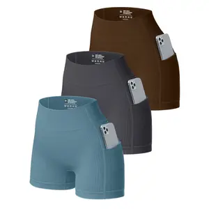 Women's High Waisted Elastic Waist Yoga Shorts with Side Pockets Stretch Solid Pattern Daily Sports and Cycling Shorts womens clothing