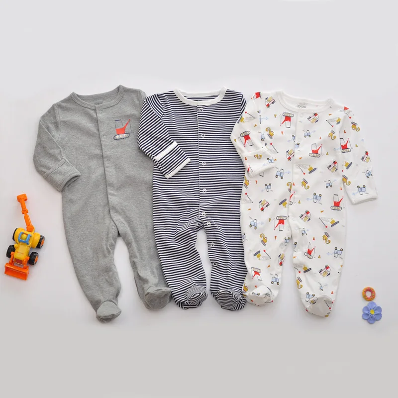 3 шт./упаковка, детские пижамы с рукавицами и длинным рукавом