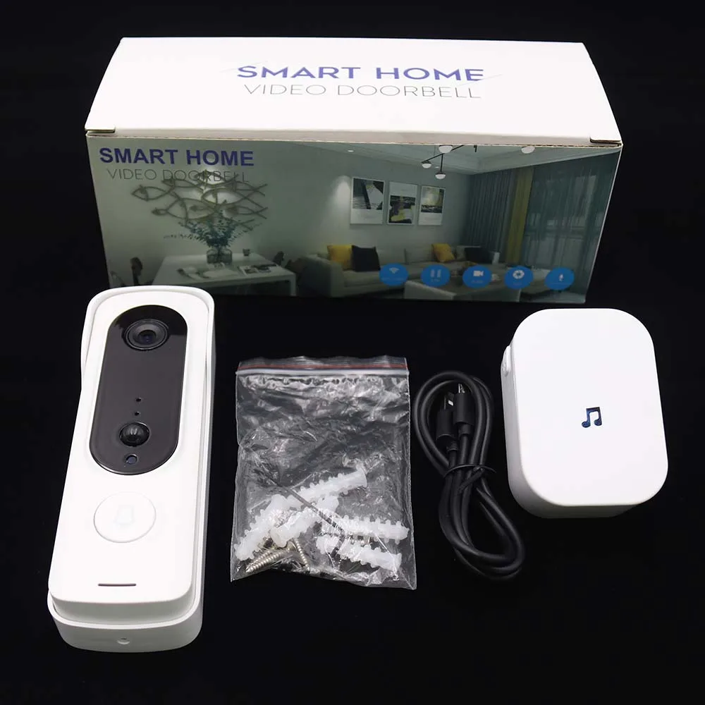 Умный дверной звонок с камерой видеозвонок Wi-Fi беспроводной питанием от переменного тока и