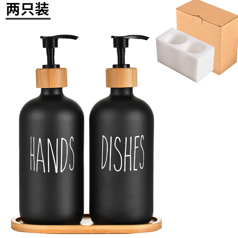 product 500ml black and white hand sanitizer glass bottle body wash dispenser bottle press dispenser empty bottle-55