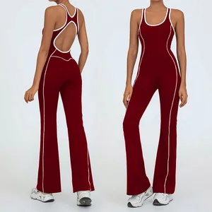 Roregal Sport Woman Yoga One Piece Jumpsuit  Flared Leggings Sport Workout Bodysuits Yoga Sexy Jumpsuit
