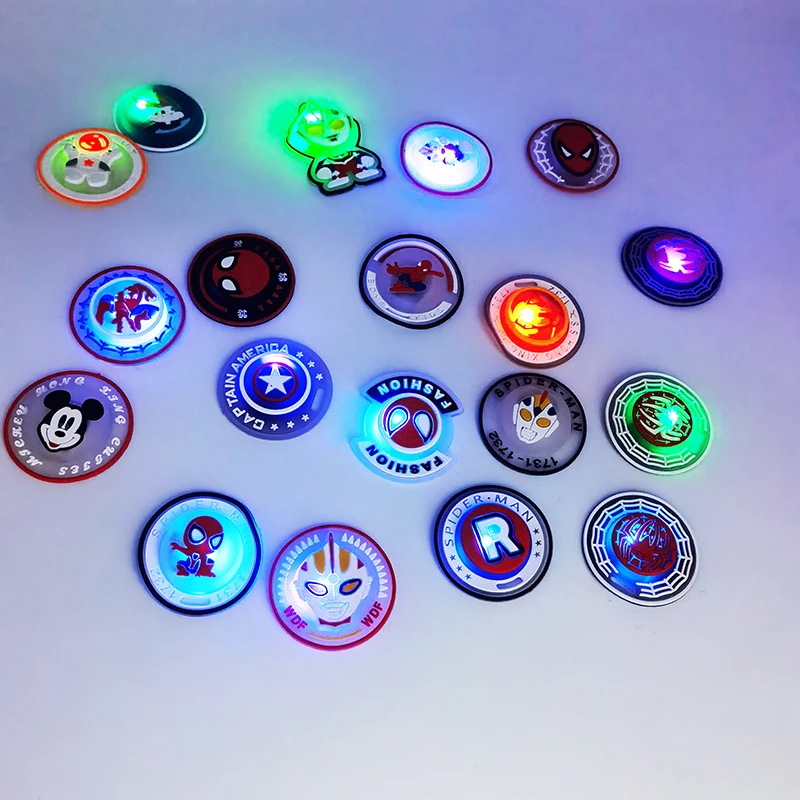 PVC Small MOQ 3D Rubber Cartoon LED Lighting Patch for Garment