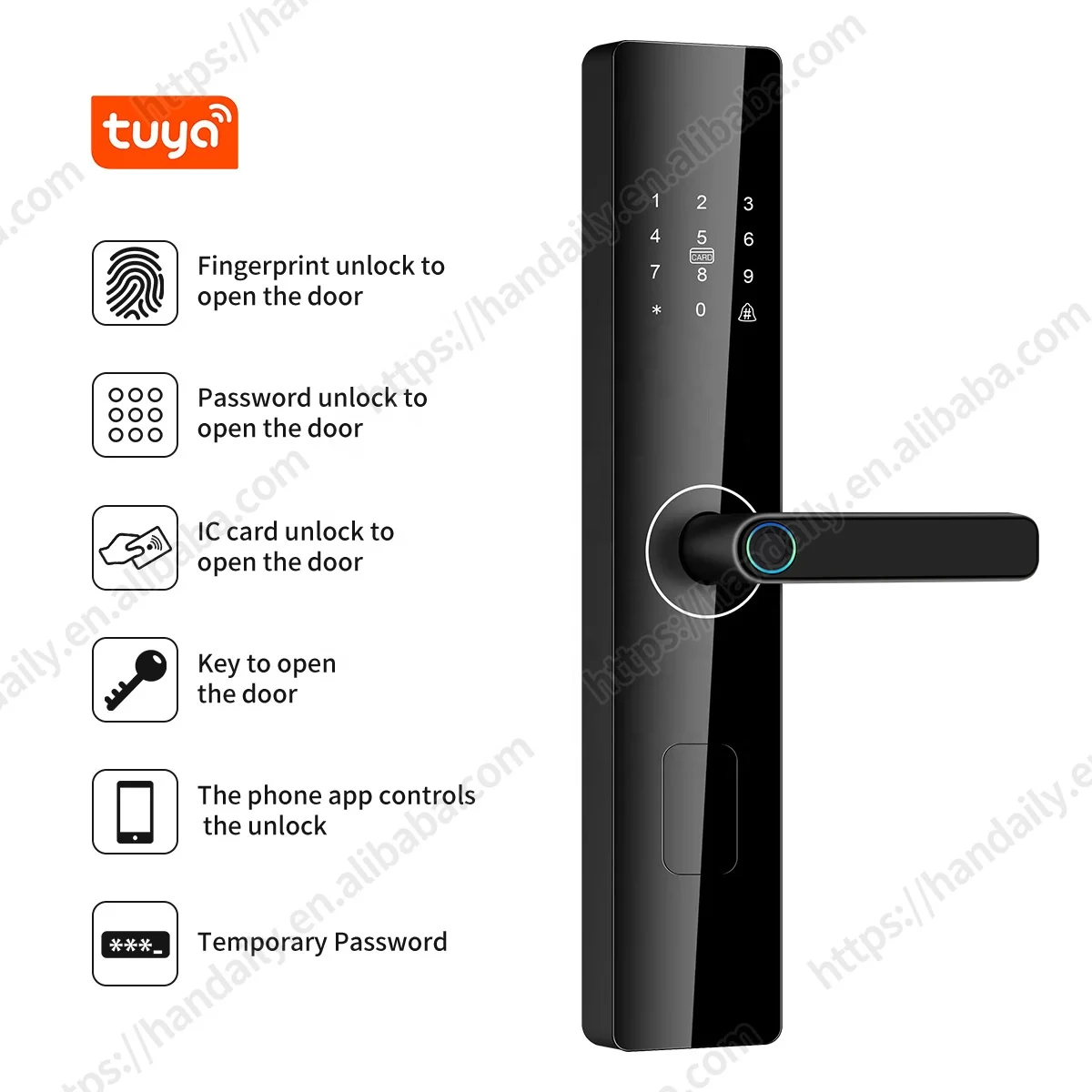Factory Price Handle Tuya WiFi Fingerprint Digital Password Rfid Lock App Smart Door Lock for Wooden Door Apartment Home Room Z4