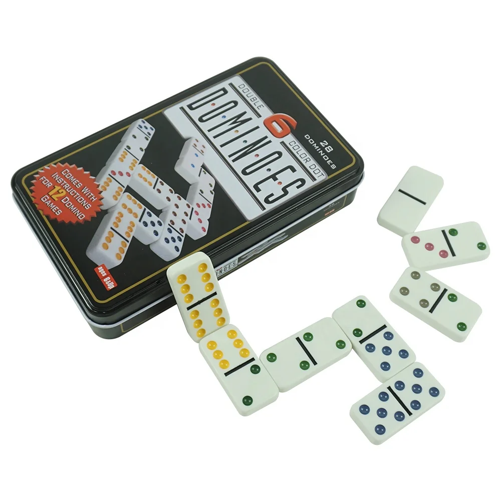 Wholesale Double 6 Six Color Dot Dominoes Set With Standard Club