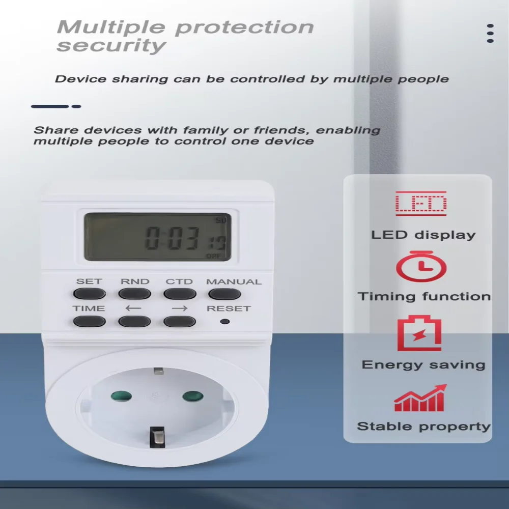 12/24-Hour Programmable Socket Timer Switch with RESET Function