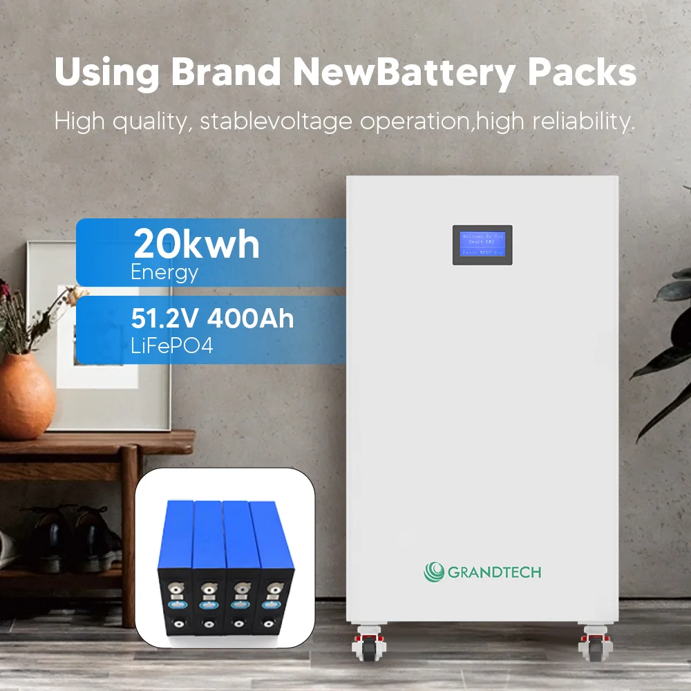 batería de ion-litio de fosfato de hierro y litio (LiFePO4) montada en rack, de 20 kWh, 24 V o 48 V, con capacidades de 100 Ah, 200 Ah, 300 Ah o 400 Ah; recargable para sistemas de almacenamiento de energía solar