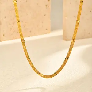 Unisex Stainless Steel Jewelry Necklace Geometric Pattern Mesh Chain Choker Necklace for Women Men