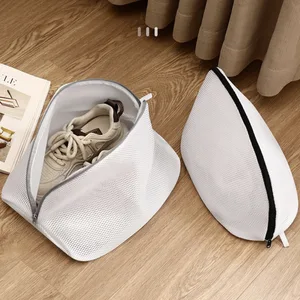 Factory Wholesale Custom Durable Sandwich Polyester Protect Bag Hanging Mesh Sneaker Tennis Sports Laundry Wash Bag for Shoes