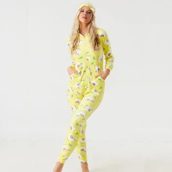 Adult Onesie Pajamas for Women Hooded One Piece Jumpsuit pajamas Women Super Soft Fleece Material sleepwear
