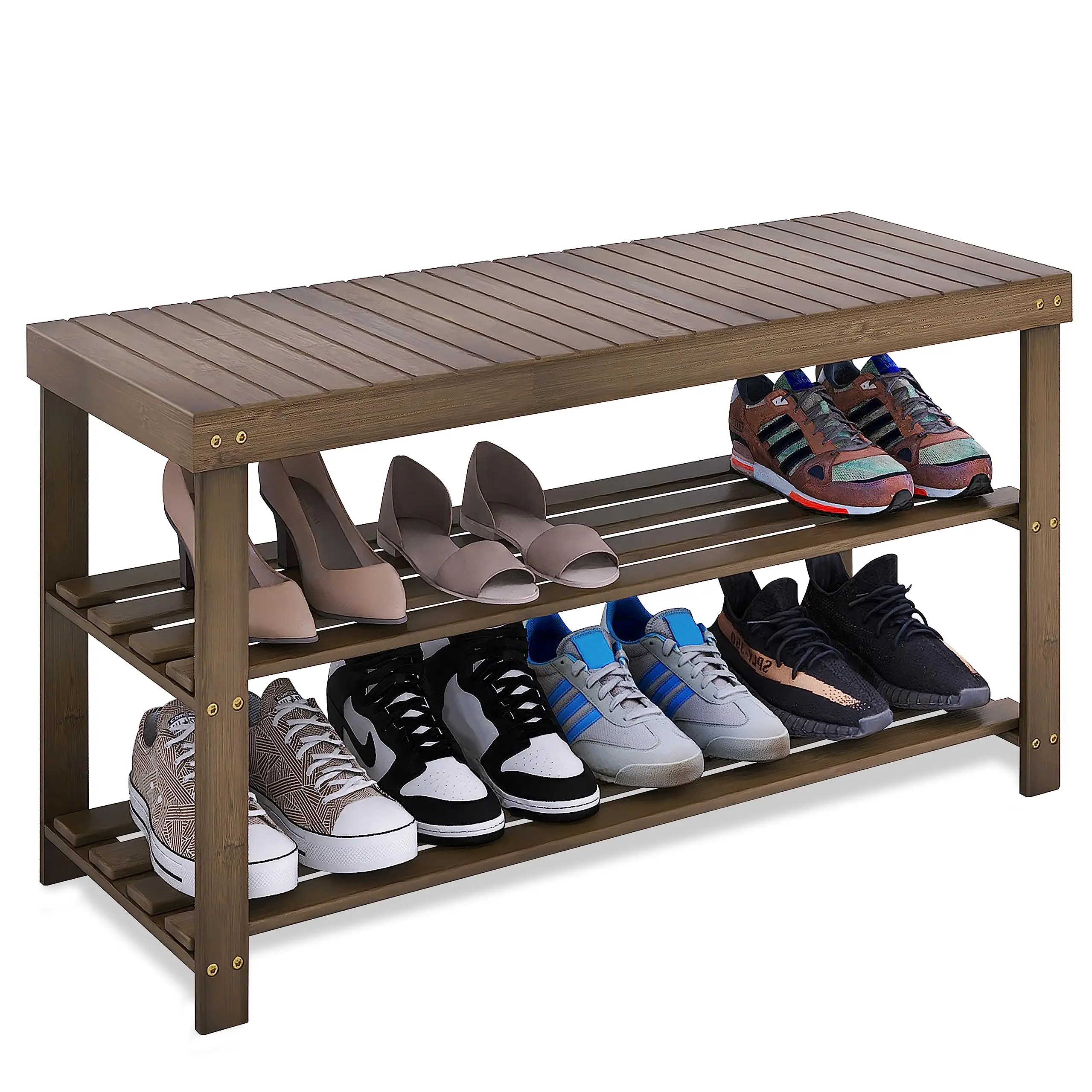 A Must-Have Durable Modern Bamboo 3-Level Storage Shoe Rack Home Furniture for Hallway Living Room Bedroom