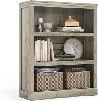 3 layer bookcase display shelf Farmhouse bookcase is suitable for home office, living room, bedroom