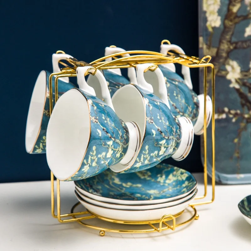 Eplze YBK Tech, tazza da tè in porcellana Bone China, tazza da caffè per amanti del tè e amanti dell'arte, serie Van Gogh pittura a olio (girasole