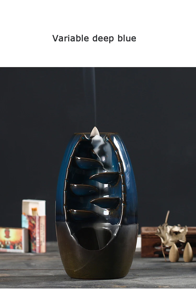 Wholesale Backflow Incense Burner Ceramic Incense Stick Holder Waterfall Censer Burner Arabic